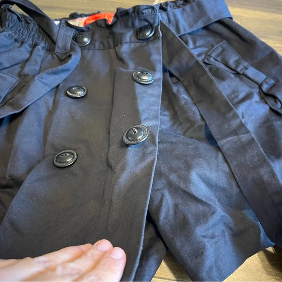 Deep or Shallow Black Skirt Skort Shorts Bow Tie Faux Button Whimsygoth Punk - Picture 10 of 13